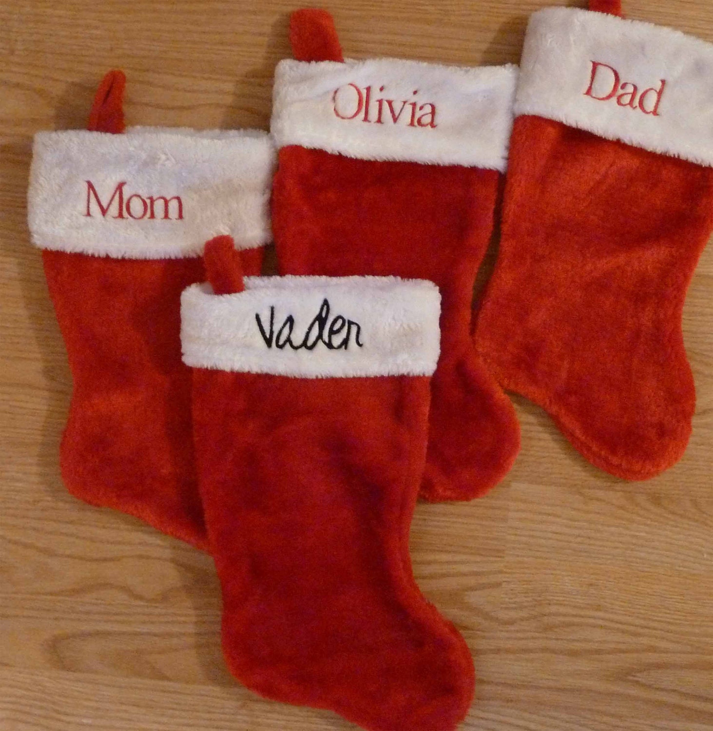 18" Personalized Christmas Stockings.... Plush Red Stockings With a Foldover Cuff ..embroirderd name