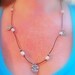 Recycled Fine Silver Triple Charm Leather Pearl Sterling Fashion Wrap Bracelet Necklace June Birthstone Square Infinity Organic Brown Rusti