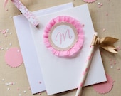 Candy Monogrammed Note Card Sets and Invitations