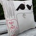 Large Personalized Love Bird Pillow with Faux Bois Stitching