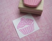 Cupcake stamp - Cupcake with Sprinkles - Hand carved rubber stamp by Skull and Cross Buns