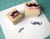 Pair of Mini Moustaches - Hand Carved Rubber Stamps by Skull and Cross Buns
