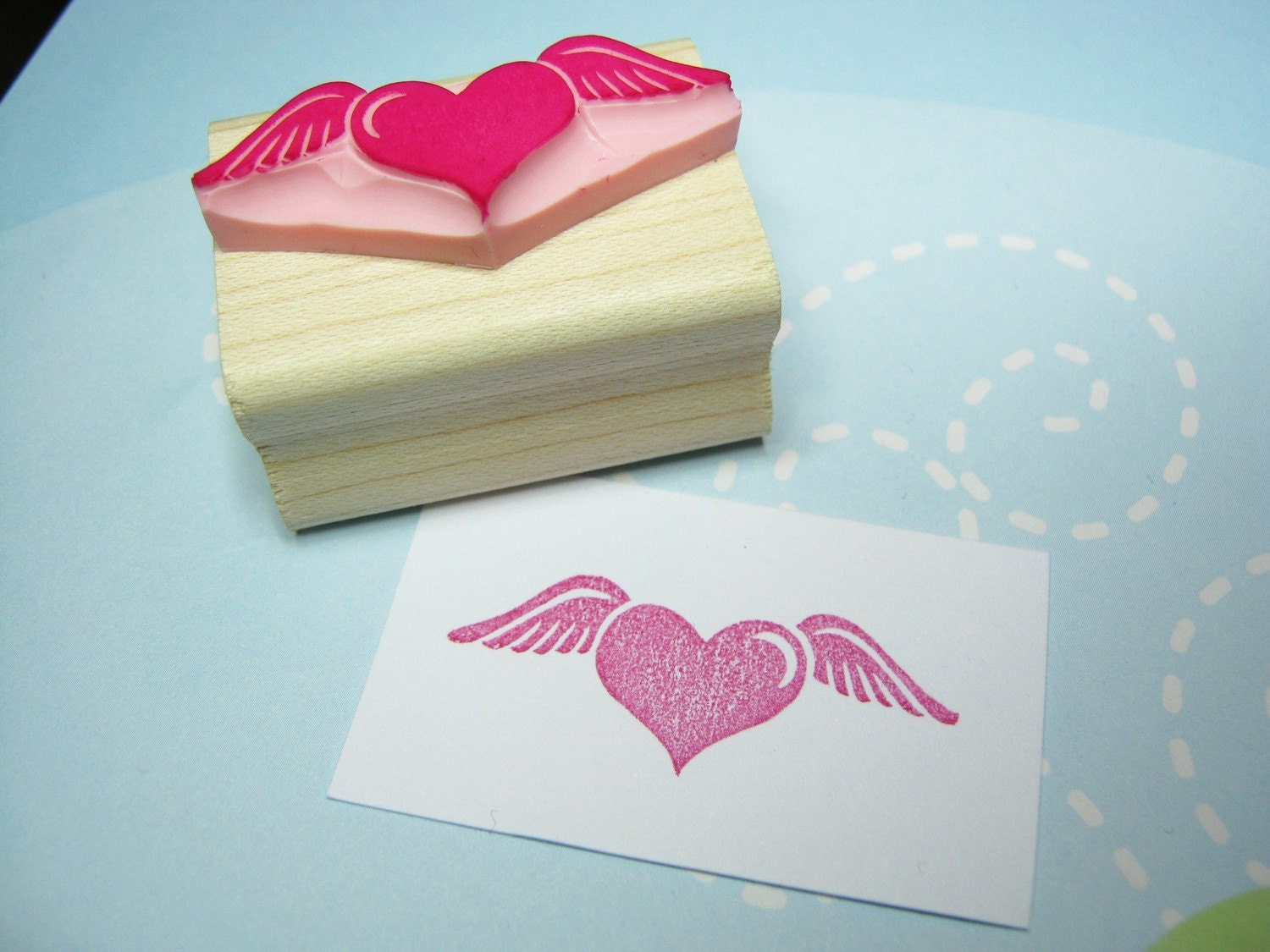 Flying Love - Hand Carved Rubber Stamp