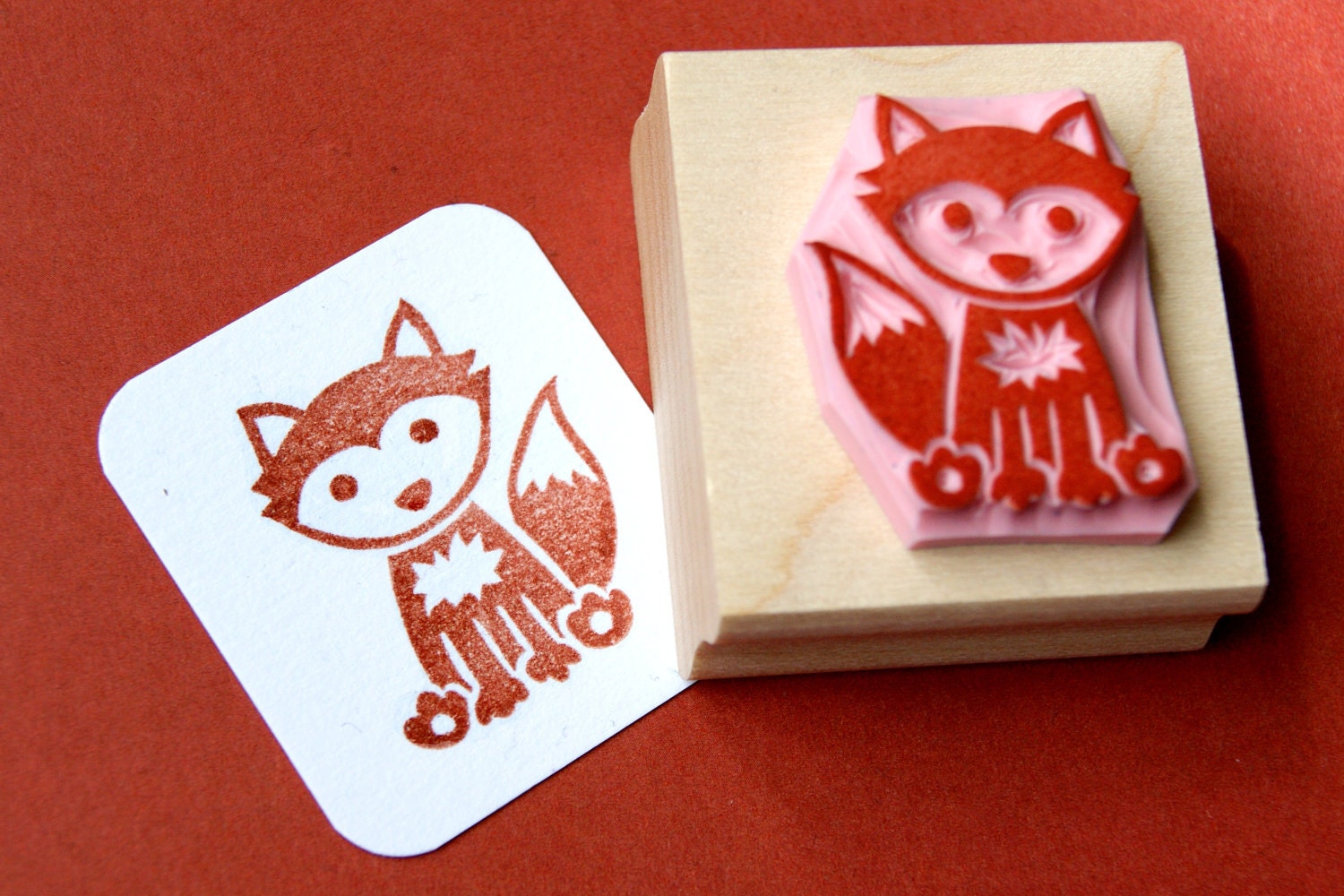Fox Stamp - Hand Carved Rubber Stamp