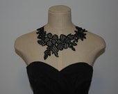 Lace Eco Necklace - Black Flower - Delicate Laser Cut - Recycled Felt
