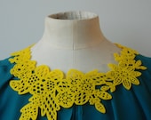 Lace Eco-Necklace - Yellow Flower - Recycled Felt - Delicate Laser Cut