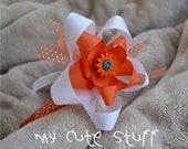 Orange and White Grosgrain and Organza  Ribbons Headband