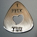 Guitar Pick I Pick You with Heart Cut Out Handmade From Sterling silver