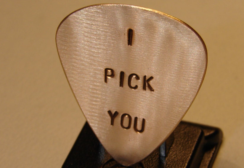 Bronze Guitar Pick Handmade with I Pick You