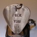 Bronze Guitar Pick Key Chain I Pick You with Love