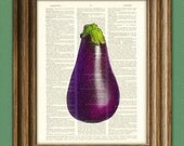 Purple EGGPLANT beautifully upcycled dictionary page book art print