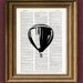 Hot air balloon beautifully upcycled dictionary page book art print 8.5 x 11