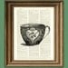 Antique teacup awesome upcycled vintage dictionary page book art print