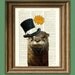 The River Gentleman OTTER with a top hat and flower illustration beautifully upcycled dictionary page book art print Buy 3 get 1 Free