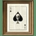 Ace of Spades Playing Card with Skull print over an upcycled vintage dictionary page book art