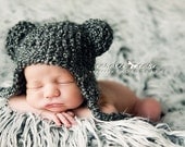 Charcoal Grey Teddy Bear Beanie Photo Prop