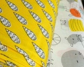 Organic Yellow Rain Drop - 1/3 Yard - Monsterz by Cloud9 Fabrics - Bright White Yellow Chevron Tear