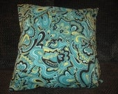 Funky Aqua, Yellow, and Black Pillow Cover