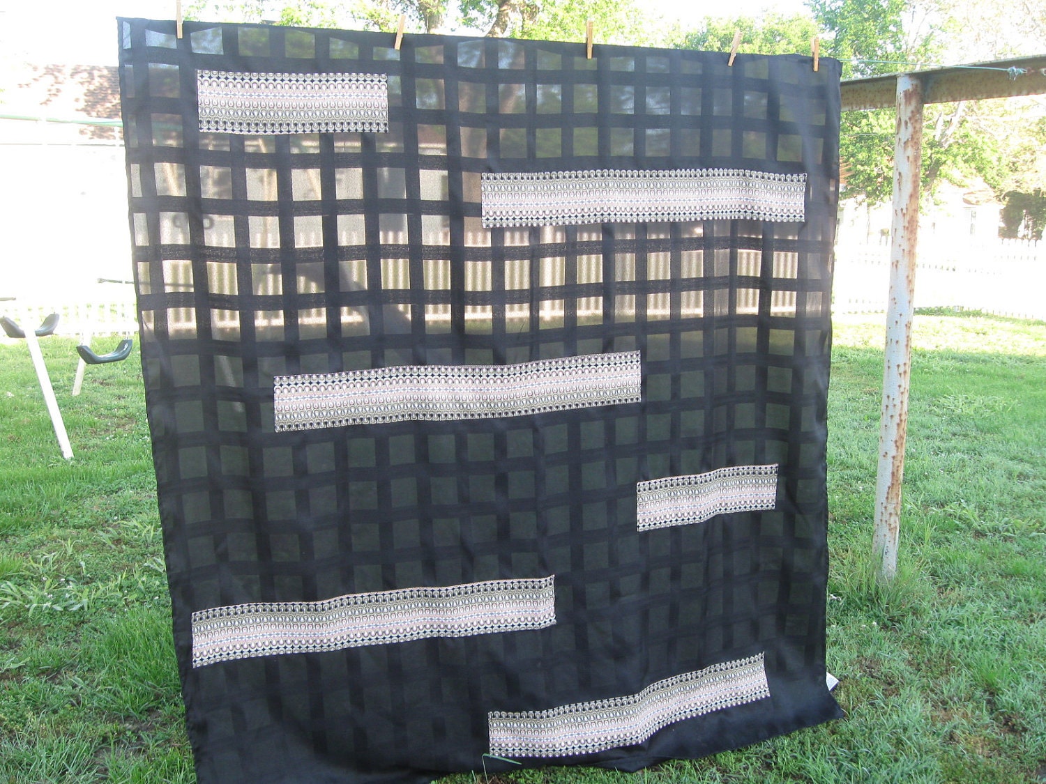 Black and Pink Retro Shower Curtain