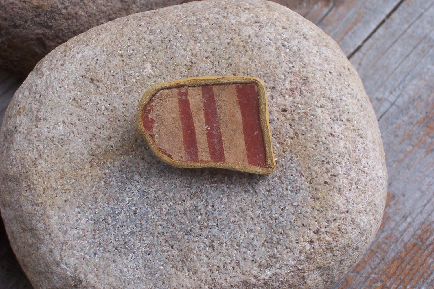 Southwest Red on Buff Pottery Shard Artifact Brooch /Pin