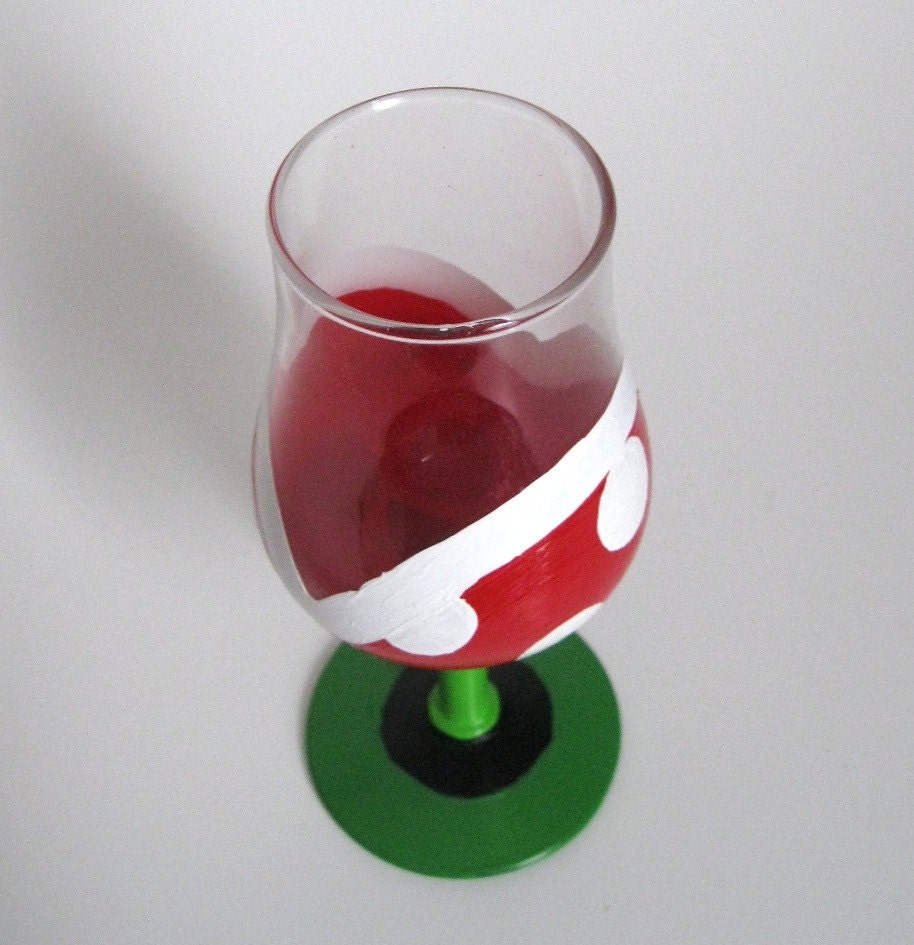 Piranha Plant Champagne Glass - One Hand Painted Mario Inspired Glass