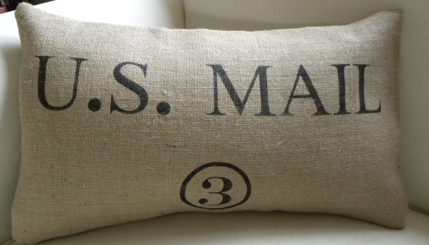 Burlap replica US Mail sack bag pillow cover
