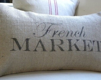 Burlap French Market lumbar pillow cushion cover - Etsy Front Page item