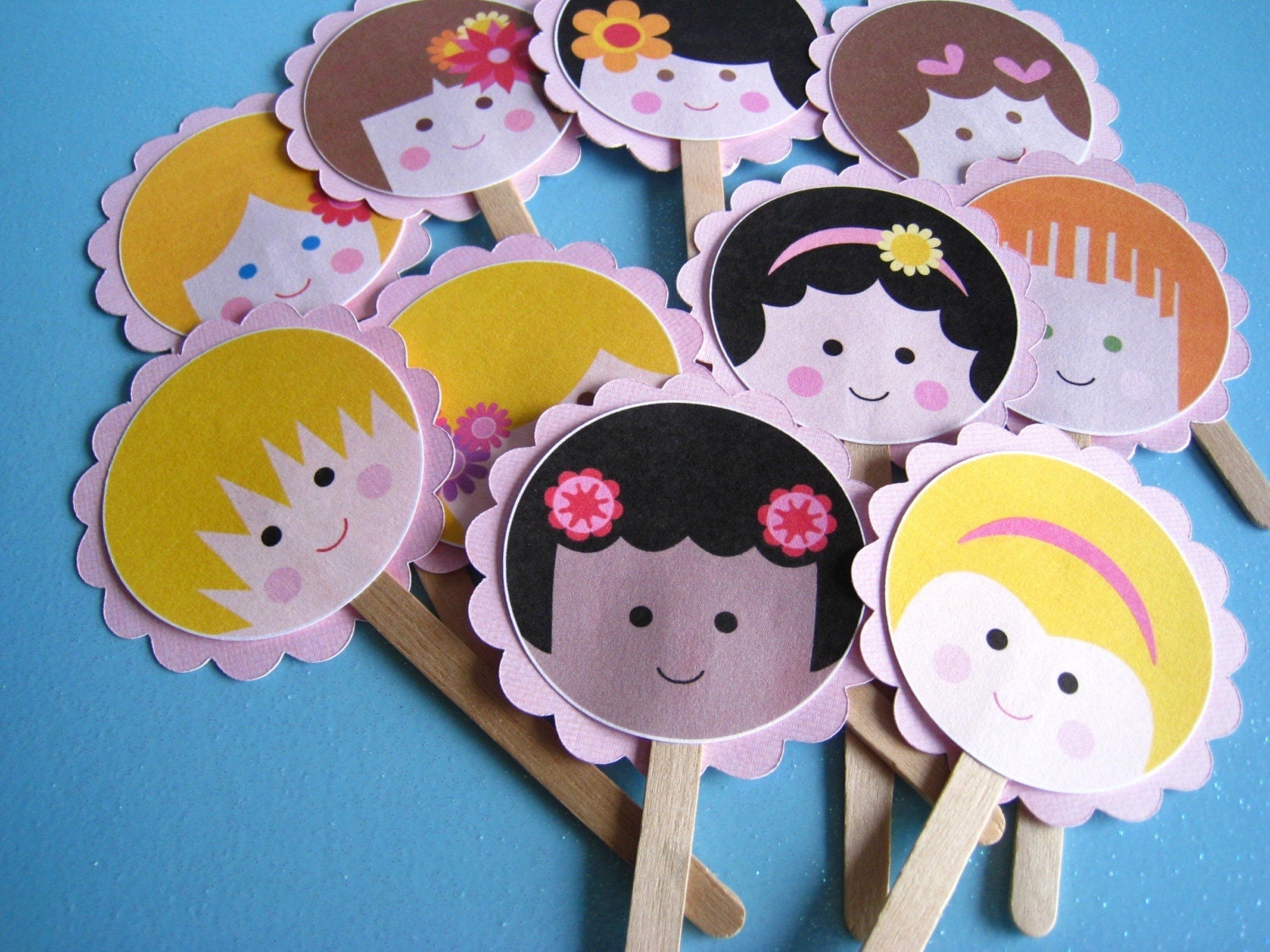 Cupcake Toppers Cute Little Faces SET OF 12