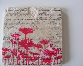 Red Wild Flowers Tile Coasters Valentines Day Gift - Set of 4 Home Decor or Makes the Perfect Gift