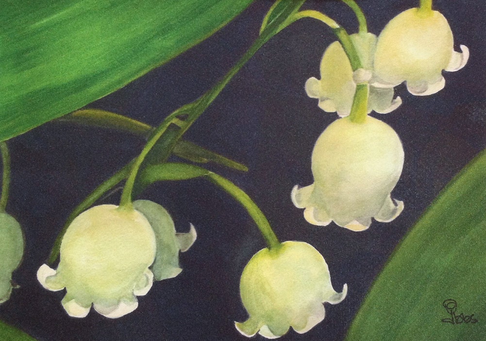 lily of the valley, watercolor print, flower art print