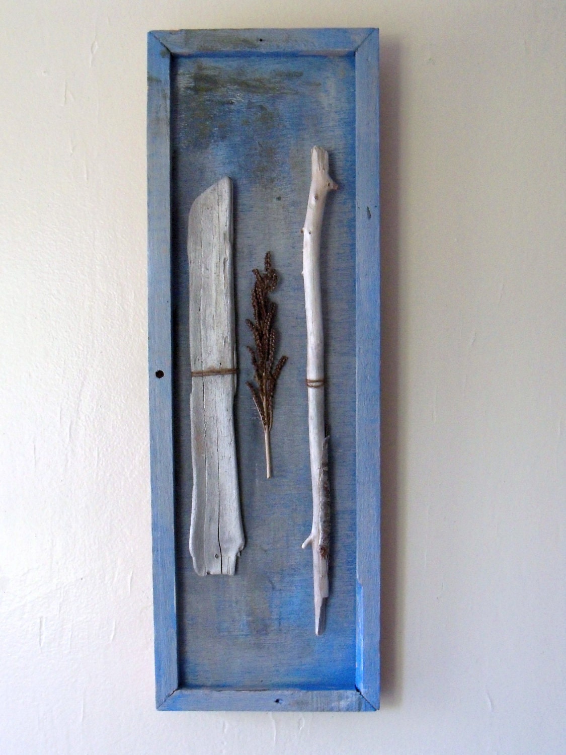 Driftwood Sale- visit shop for coupon code-Driftwood, Burlap string, painted wood frame art - amylgieschen