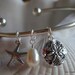 Sterling Silver Plated Beach Cuff Bracelet with Swarovsk Pearl and Sterling Charm