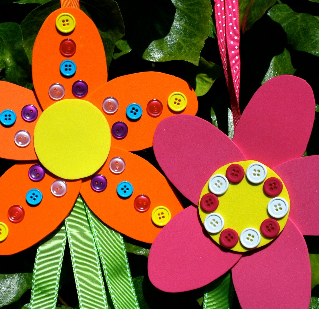 Summer Flower Streamers Craft Kit -  Pink and Orange
