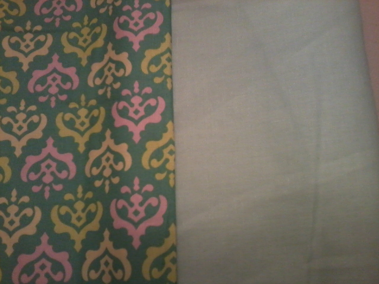 Pink and Green Damask with Vintage Cotton Fabric Scrap pack
