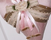 Soft pink silk heart ring bearer pillow