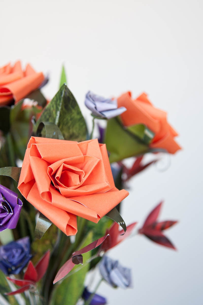Paper Flower Bouquet - Multicolored Roses (small)