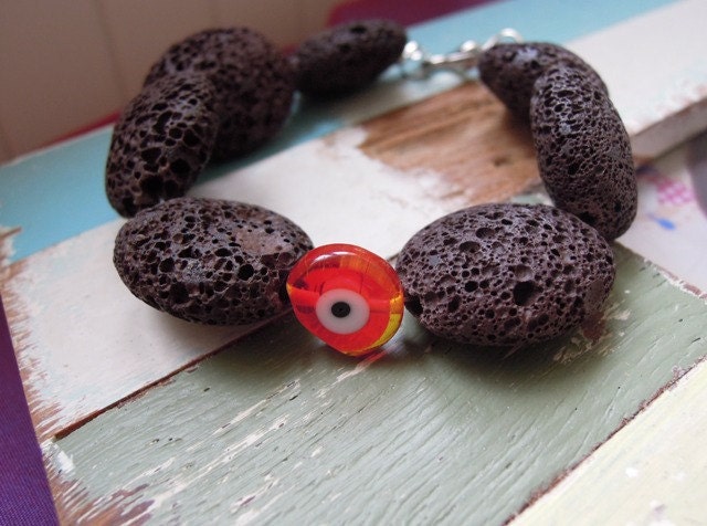 lava bracelet evil eye bracelet gift organic volcanic lava bracelet holiday accessories spring break fashion