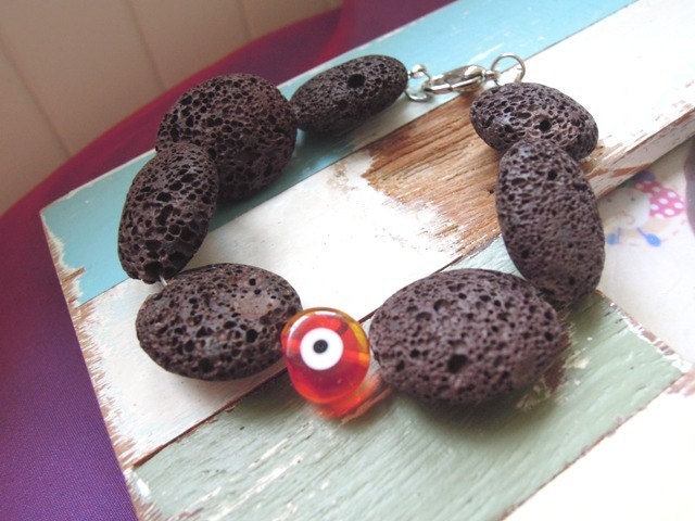 lava bracelet evil eye bracelet gift organic volcanic lava bracelet holiday accessories spring break fashion