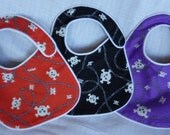 Punk Rock Baby Bibs Skulls and Barbwire - set of 3 bibs
