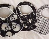 Punk Rock Baby Bibs - Back in Black Skulls - set of 3 bibs
