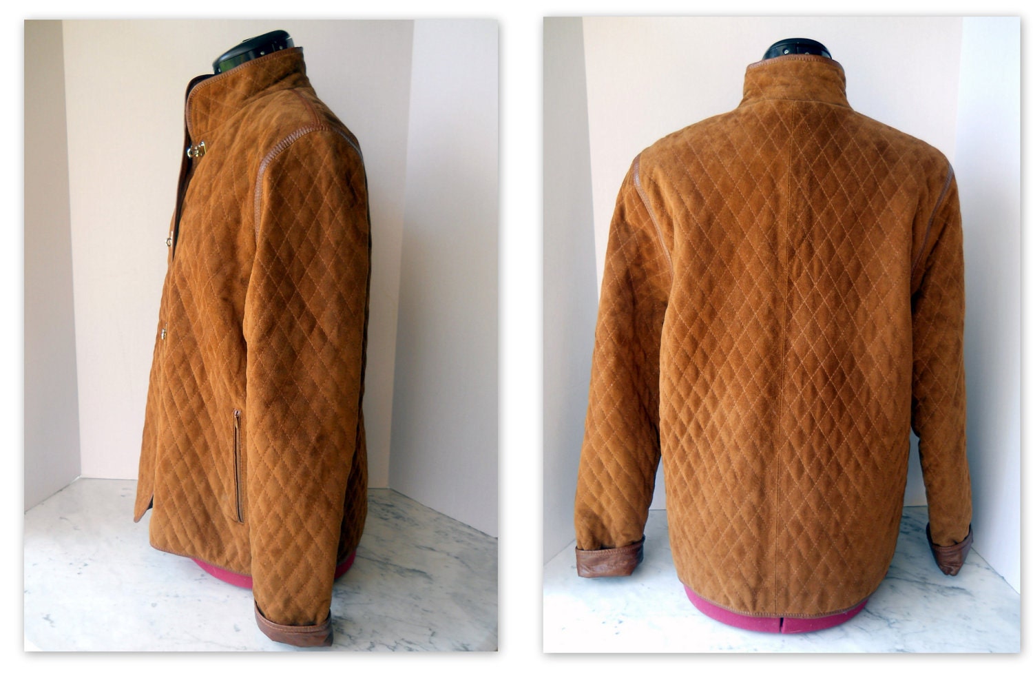 Equestrian Jacket // Quilted Suede Cigar Brown by Rossi & Caruso Argentina