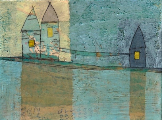 Fine Art Print of Original Encaustic Painting: a journey inward and across