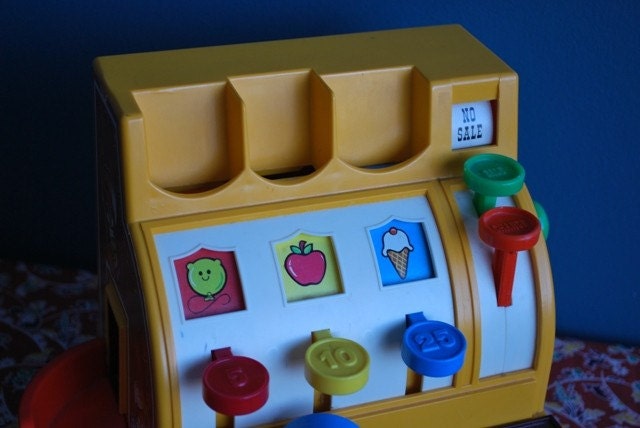Vintage Fisher Price Cash Register with Coins