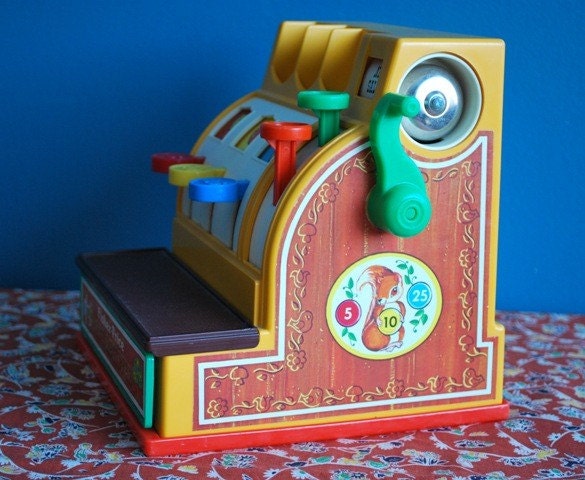 Vintage Fisher Price Cash Register with Coins