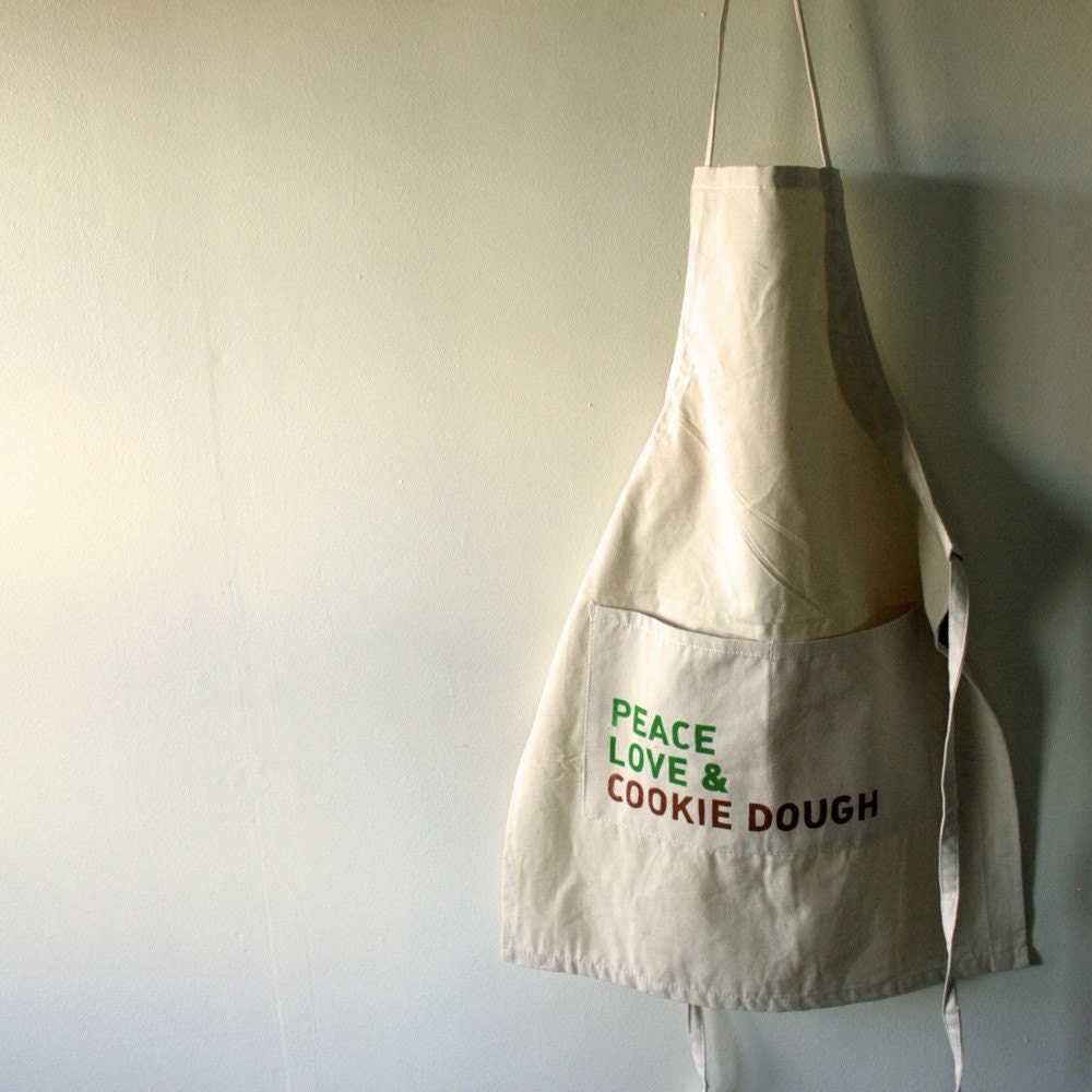 Peace Love and Cookie Dough - Screen Printed 100% Cotton Canvas Apron