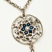 Double Lace Princess Necklace, Antique silver plated, Crystal Pearl, Blue royal crystals - Josephine