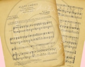 Vintage French Music Sheets Digital Instant Download for collage, scrapbooking, hang tags, ACEOs