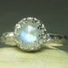 Sterling Silver Rainbow Moonstone Ring, Natural Blue Stone, Rainbow Flash, made to order