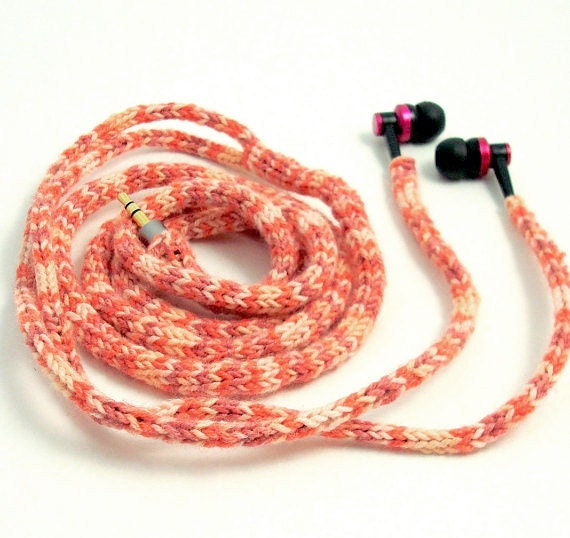 Tangle-Free  Earbud Cozy, Coral and Pink