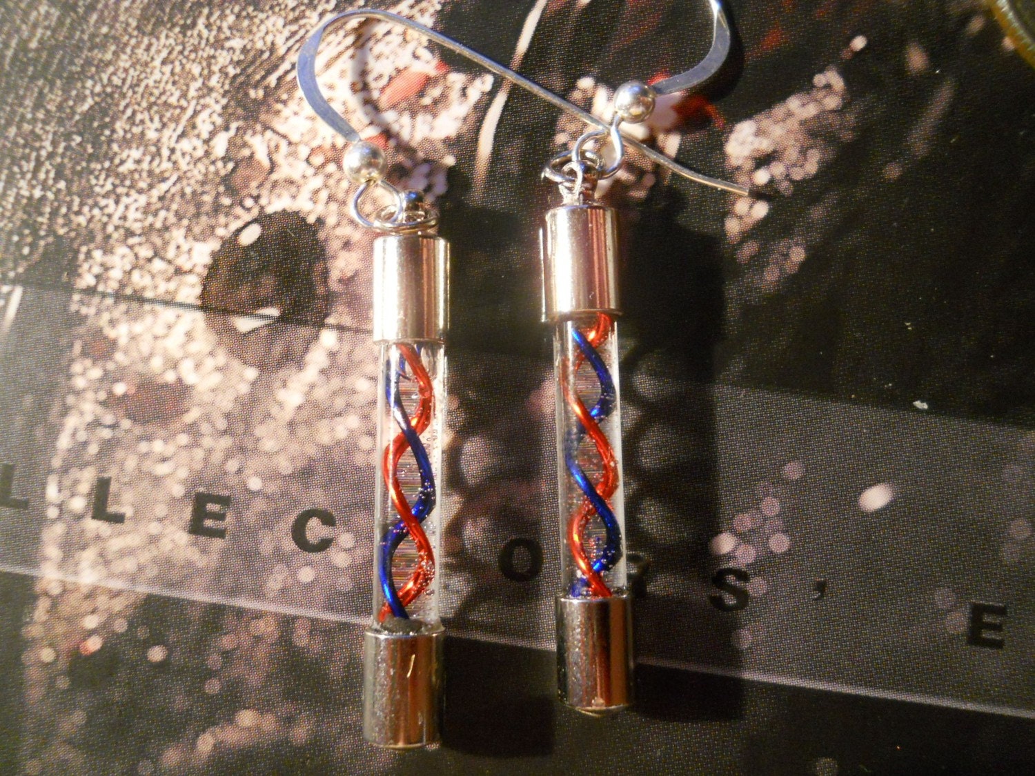 Handblown Glass Super Mini DNA Strand Earrings
